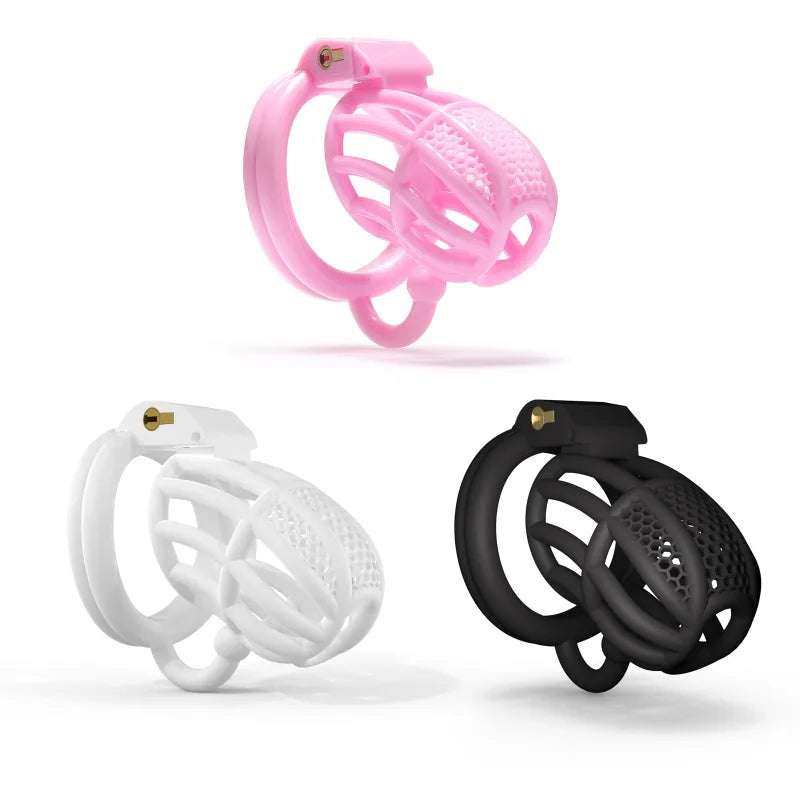 Upgraded Mini Cobra Chastity Cage with Ball Separator Hook - Black/Pink/White