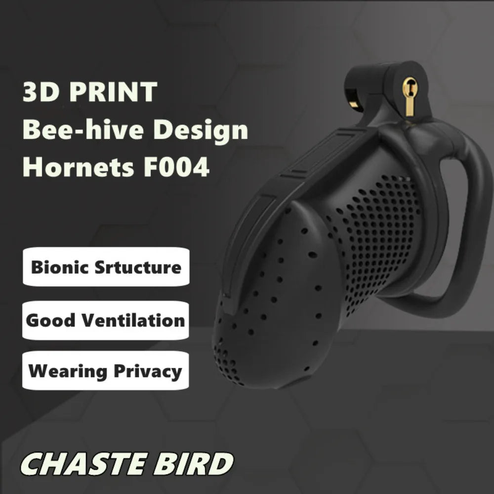 Breathable 3D Printed Chastity Cage with 4 Rings Lightweight Plastic Cock Cage Chastity Device For Men