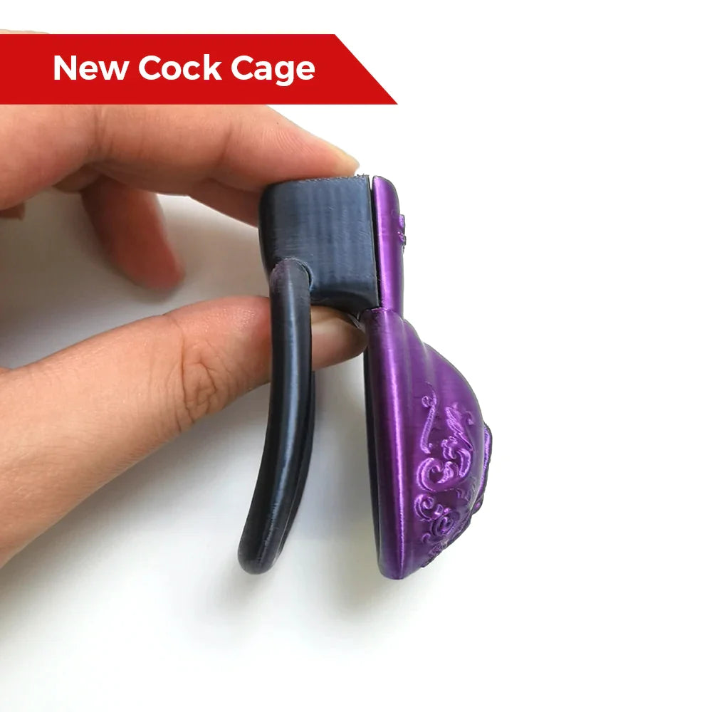 Purple Laser Clit Chastity Cage For Sissy 3D Printed Resin Pussy Vagina Shape Cock Cage For Femboy Ladyboy