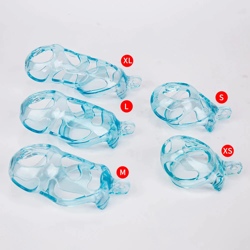 Transparent Ice Blue Ghost Chastity Cage 3D Printed Cobra Cock Cage Cuckold Lockdown Chastity Device