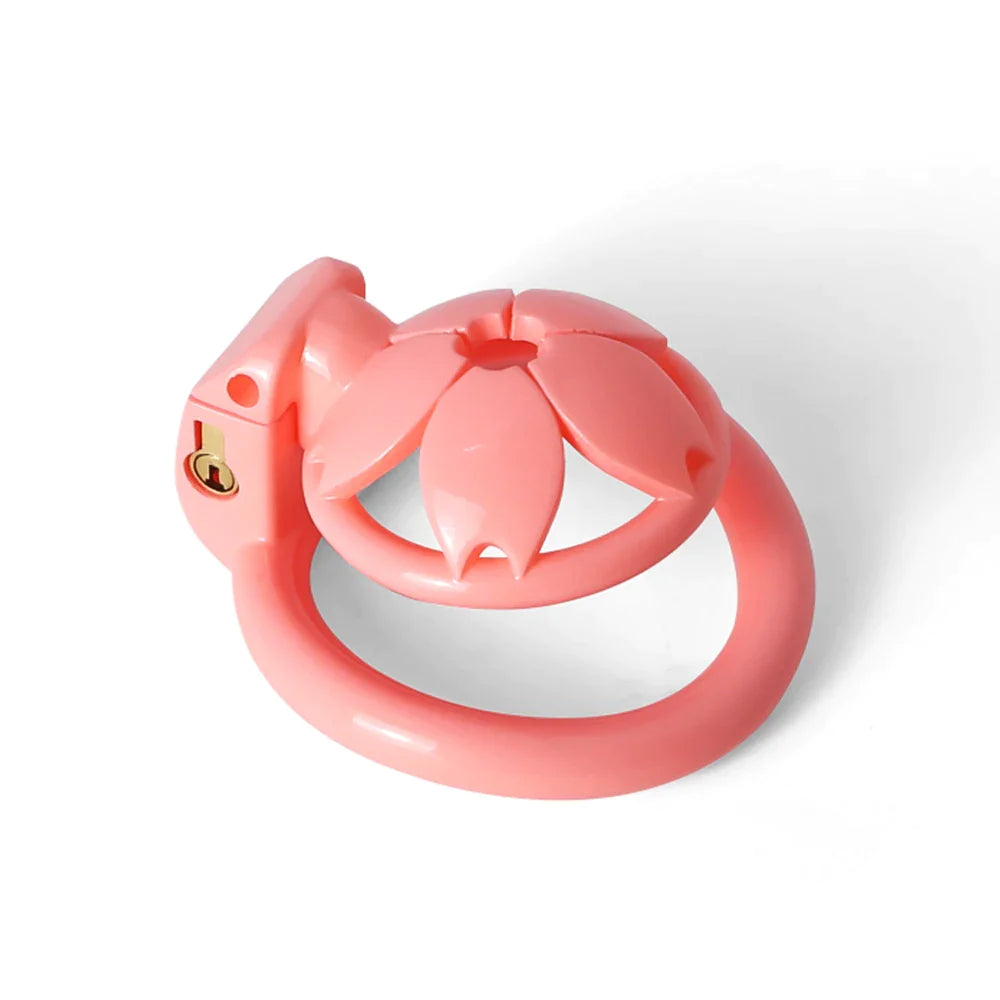 Small Cute Sakura Resin Chastity Cage Micro Tiny Flat Cock Cage For Sissy Ladyboy Femboy Crossdresser