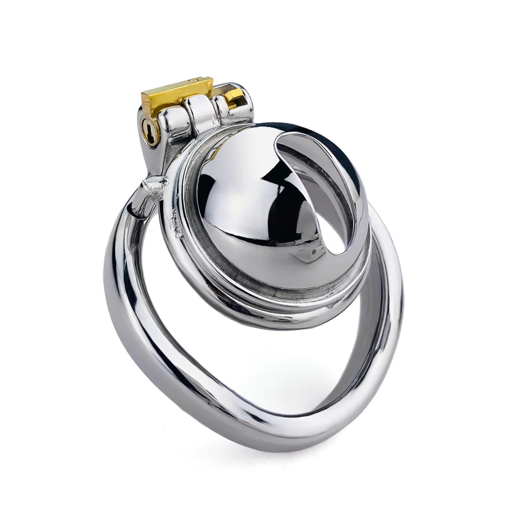 Small Compact Chastity Cage with Wild Urine Hole Micro Metal Cock Cage For Long Term Permanent Chastity