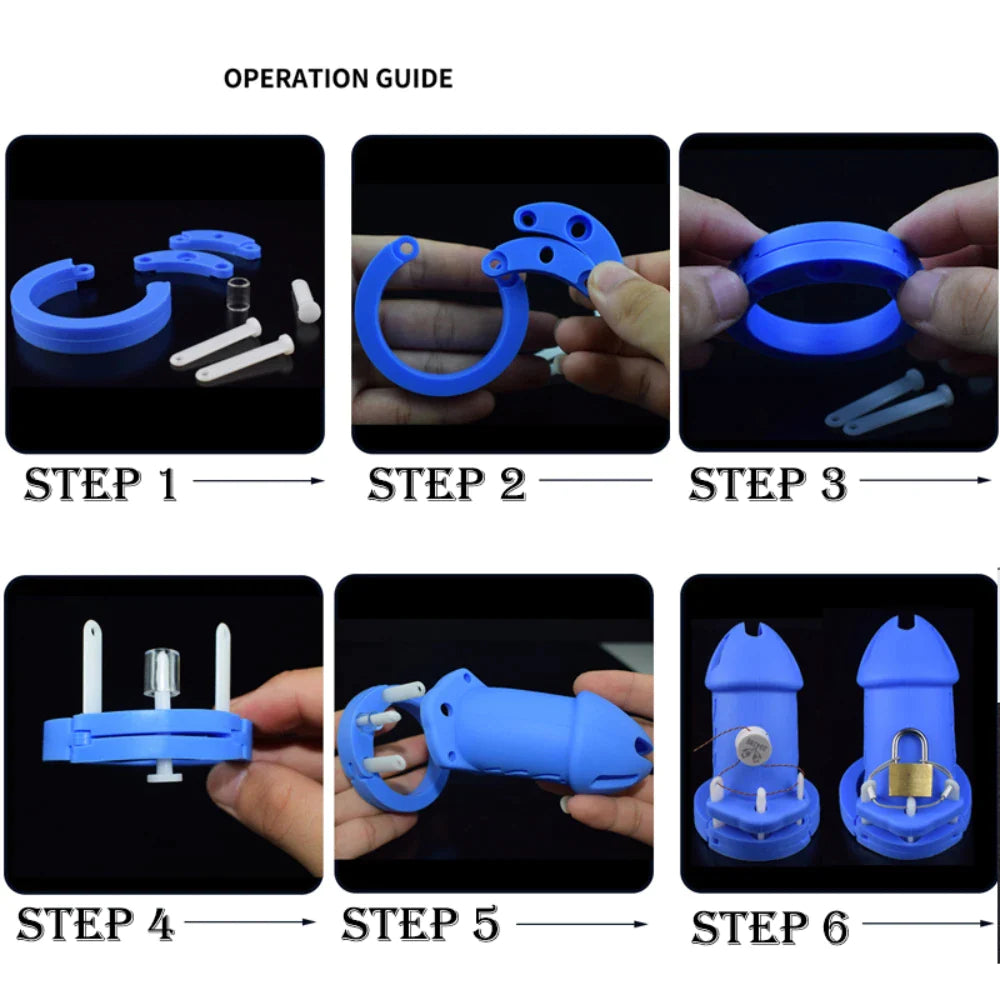 Short/Long Soft Silicone Chastity Cage with 5 Rings Small/Large Flexible Hollow Cock Cage