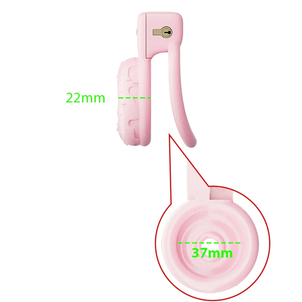 Cute Pink Donut Chastity Cage Resin Micro 3D Printed Flat Cock Cage For Sissy Femboy Ladyboy Crossdresser