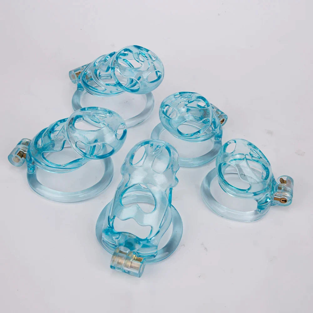 Transparent Ice Blue Ghost Chastity Cage 3D Printed Cobra Cock Cage Cuckold Lockdown Chastity Device