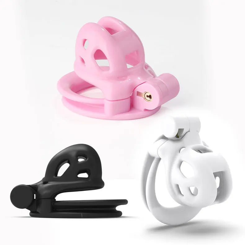 Mini Pink/Black/White Cobra Chastity Cage Small Nub 3D Printed Resin Cock Cage with 4 Double-Arc Penis Rings