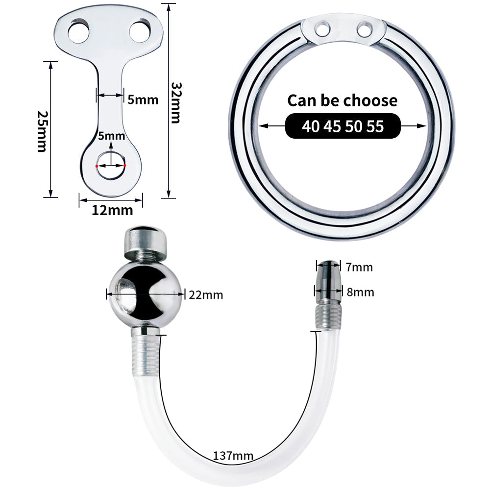 Micro Inverted Chastity Cage with Silicone Urethral Catheter Tiny Negative Cock Cage