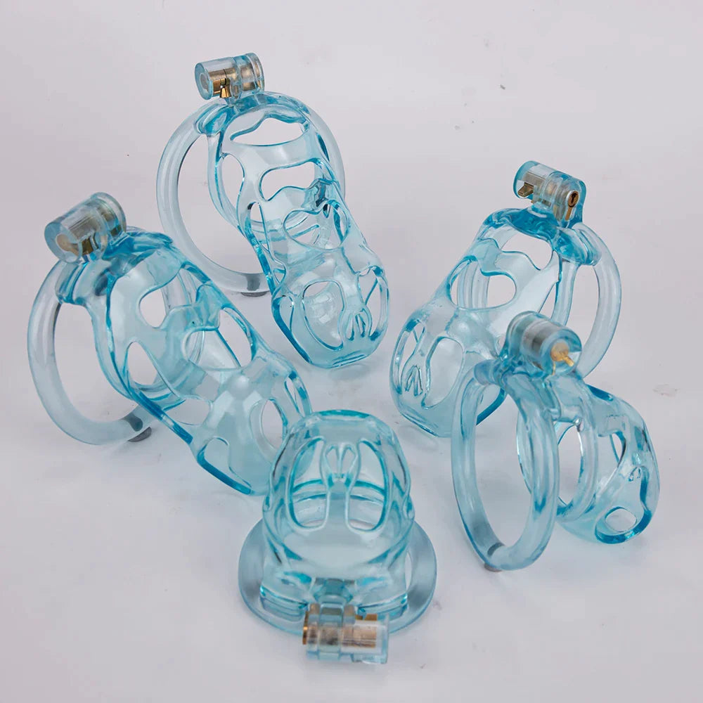 Transparent Ice Blue Ghost Chastity Cage 3D Printed Cobra Cock Cage Cuckold Lockdown Chastity Device