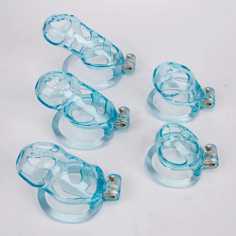 Transparent Ice Blue Ghost Chastity Cage 3D Printed Cobra Cock Cage Cuckold Lockdown Chastity Device