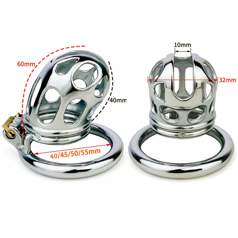 Stainless Steel Cobra Chastity Cage with Big Urine Hole Metal Cock Cage For Men Anti-Escape Anti-Masturbation