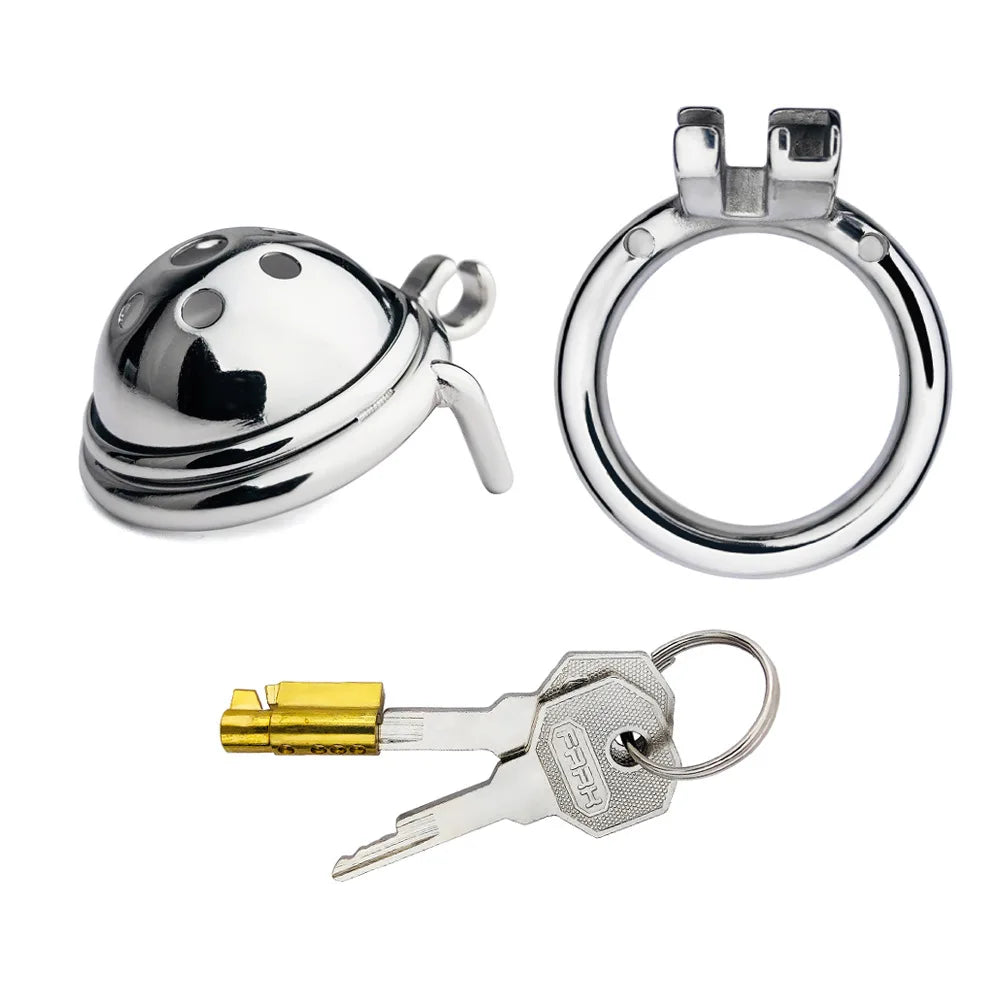 Small Compact Chastity Cage with Metal Urethral Tube Tiny Cock Cage For Small Penis BDSM Male Chastity Device