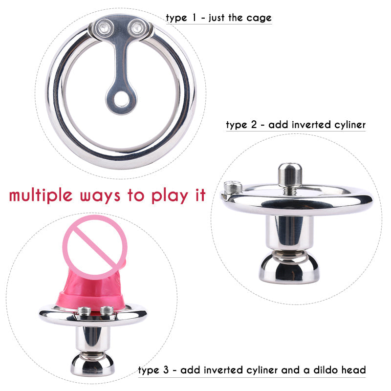 Micro Inverted Chastity Cage with Metal Cylinder Plug Super Small Negative Cock Cage Male Chastity Device