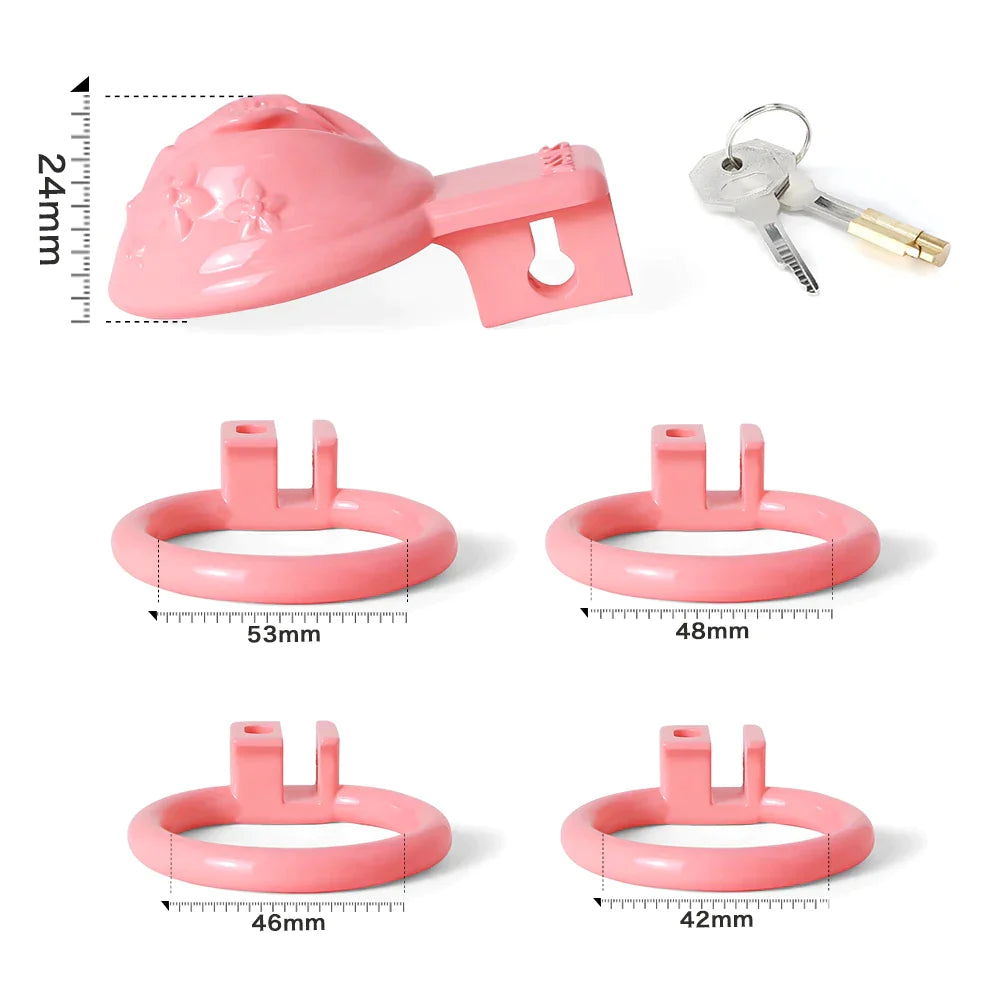 Small Pink Pussy Chastity Cage For Sissy Tiny Clitoris Cock Cage For Ladyboy Femboy Gay Transgender