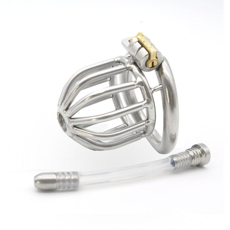 Bird Cage Metal Chastity Cage with Silicone Tube Super Small Urethral Cock Cage Penis Lock Male Chastity Device