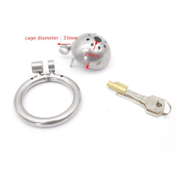 Super Small Chastity Cage For Men: Stainless Steel Cock Cage with Urinary Catheter and Penis Ring - KeepMeLocked