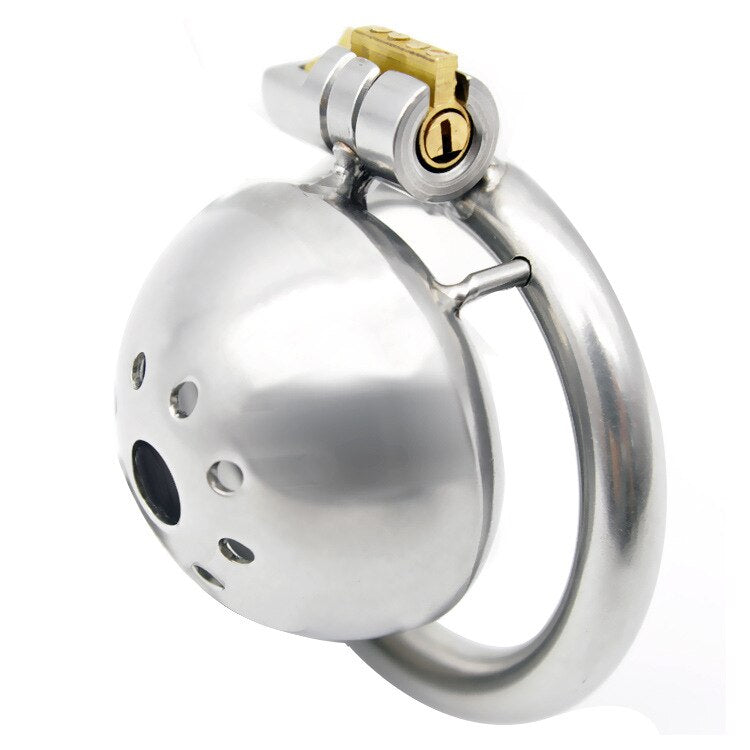 Super Small Chastity Cage For Men: Stainless Steel Cock Cage with Urinary Catheter and Penis Ring - KeepMeLocked