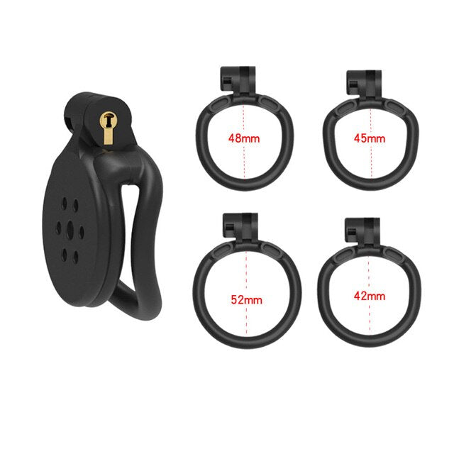 Super Small Flat Chastity Cage 4 Penis Rings - Inverted Cock Cage BDSM Device For Men - KeepMeLocked