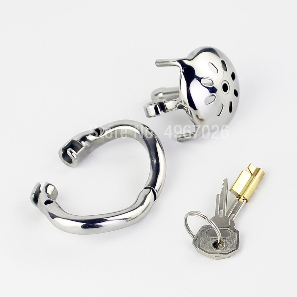 Small Compact Chastity Cage with Metal Urethral Catheter and Anti-Shedding Ring