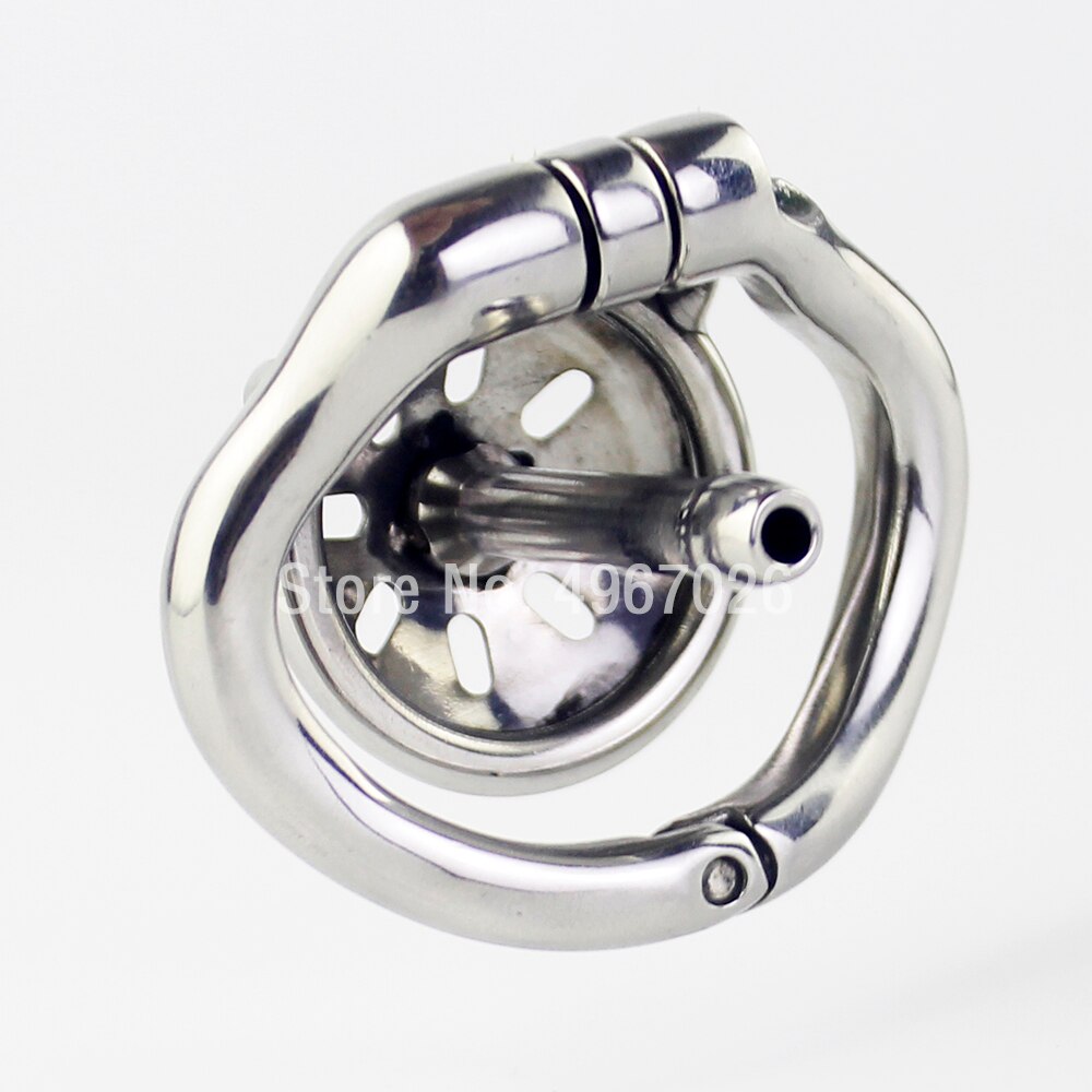 Small Compact Chastity Cage with Metal Urethral Catheter and Anti-Shedding Ring