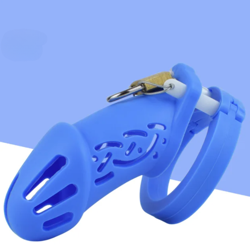 Short/Long Soft Silicone Chastity Cage with 5 Rings Small/Large Flexible Hollow Cock Cage