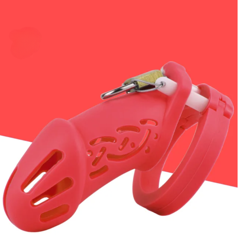 Short/Long Soft Silicone Chastity Cage with 5 Rings Small/Large Flexible Hollow Cock Cage