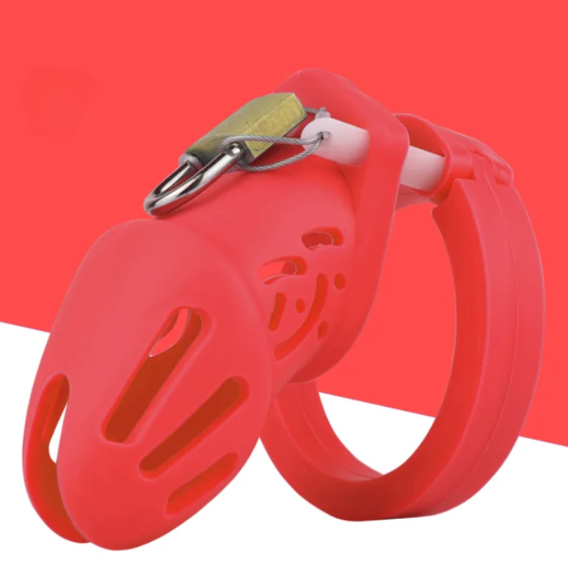 Short/Long Soft Silicone Chastity Cage with 5 Rings Small/Large Flexible Hollow Cock Cage