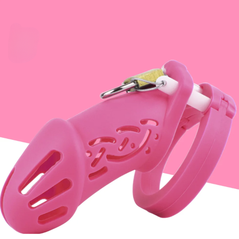 Short/Long Soft Silicone Chastity Cage with 5 Rings Small/Large Flexible Hollow Cock Cage