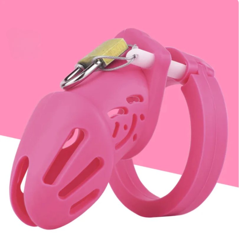 Short/Long Soft Silicone Chastity Cage with 5 Rings Small/Large Flexible Hollow Cock Cage