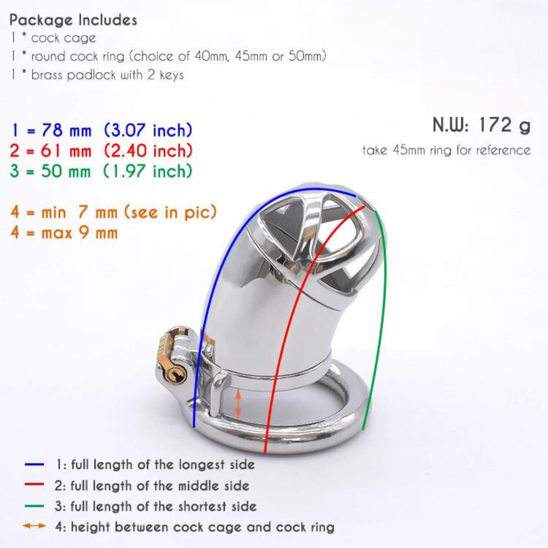 Stainless Steel Metal Chastity Cage with Soft Urethral Catheter Permanent Cock Cage For Men