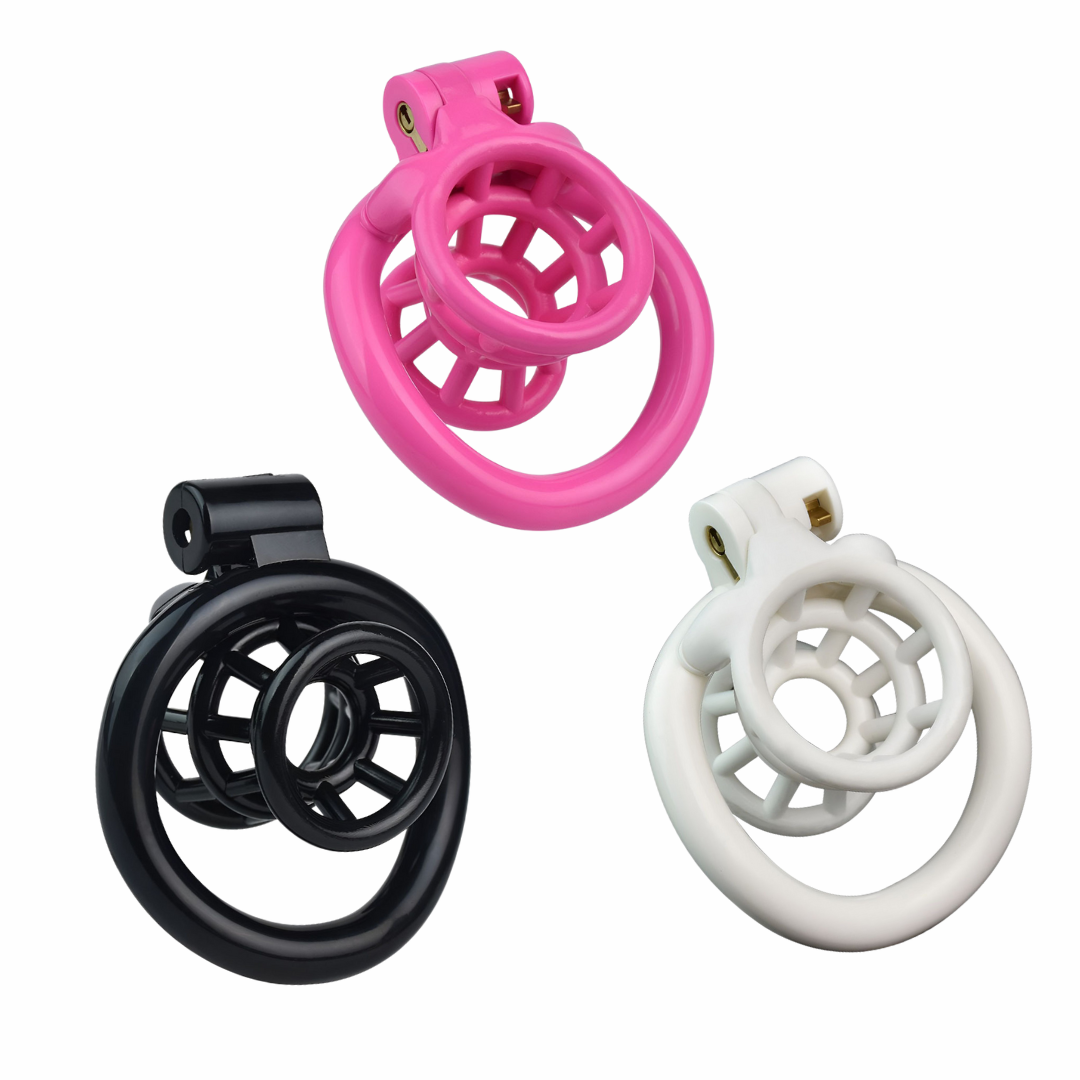 Black/Pink/White 3D Printed Negative Chastity Cage Set Small Inverted Cock Cage For Men