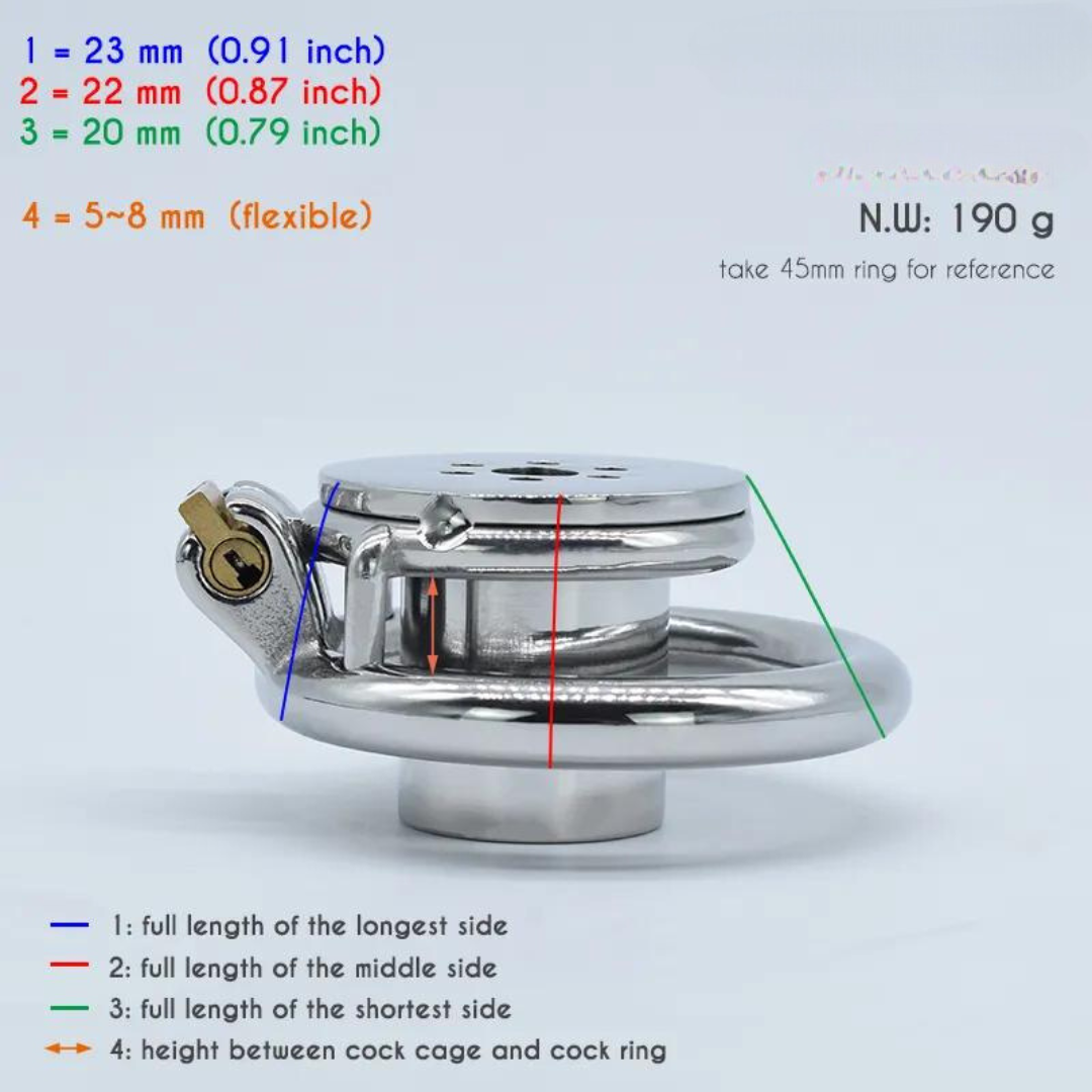 Flat Inverted Chastity Cage with Metal Urethral Catheter Negative Cock Cage Discreet Male Chastity Device