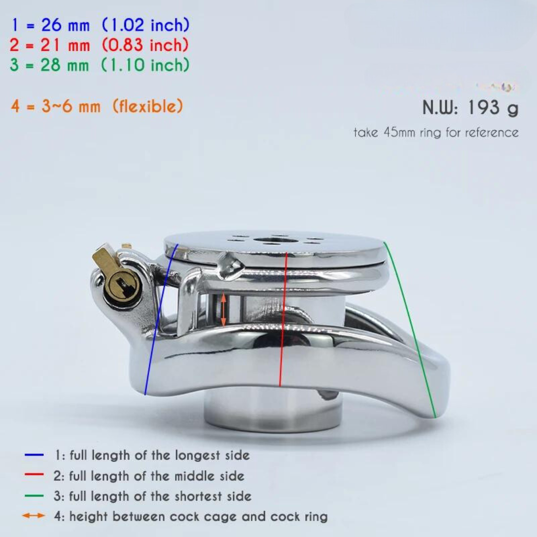 Flat Inverted Chastity Cage with Metal Urethral Catheter Negative Cock Cage Discreet Male Chastity Device