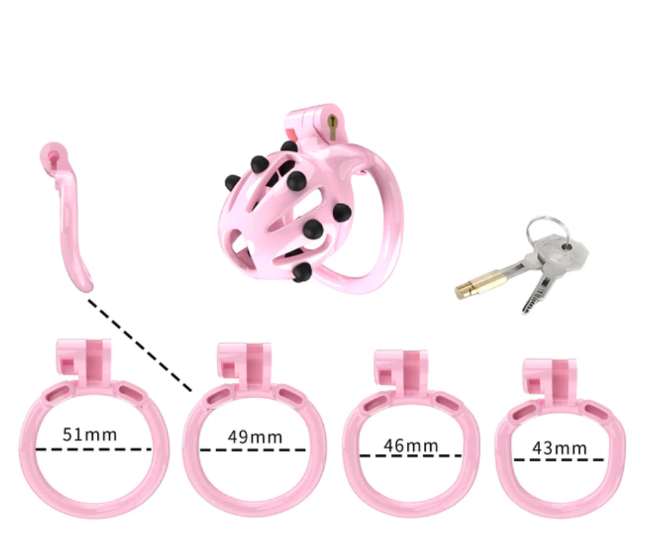 Pink Cobra Chastity Cage with Removable Soft Spikes 3D Printed Spiked Cock Cage For Sex Punishment