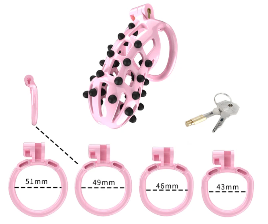 Pink Cobra Chastity Cage with Removable Soft Spikes 3D Printed Spiked Cock Cage For Sex Punishment