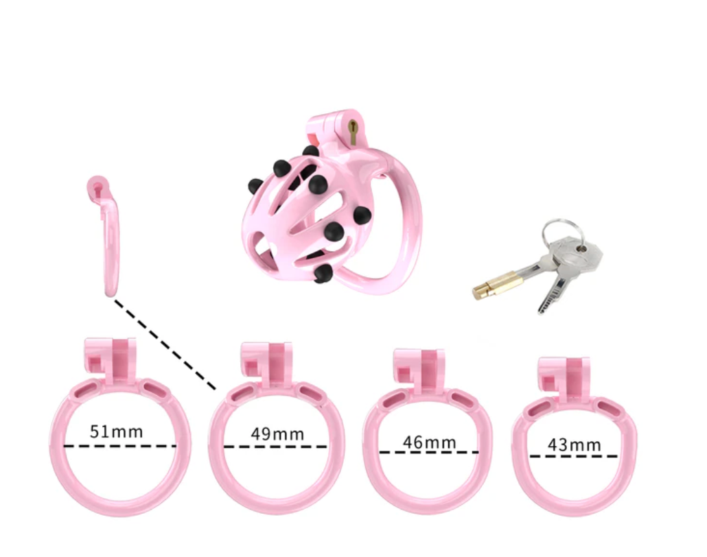 Pink Cobra Chastity Cage with Removable Soft Spikes 3D Printed Spiked Cock Cage For Sex Punishment