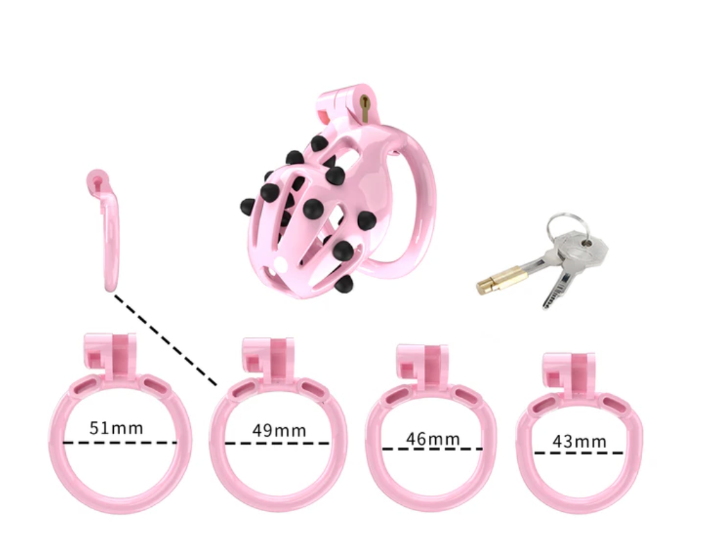 Pink Cobra Chastity Cage with Removable Soft Spikes 3D Printed Spiked Cock Cage For Sex Punishment