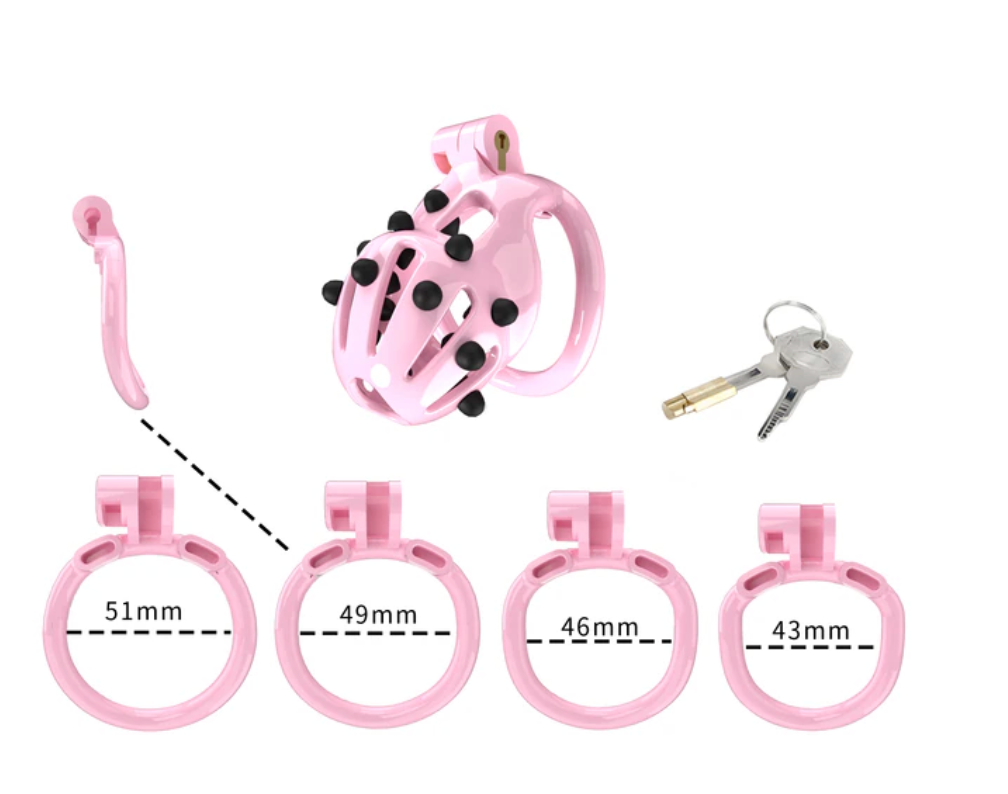 Pink Cobra Chastity Cage with Removable Soft Spikes 3D Printed Spiked Cock Cage For Sex Punishment