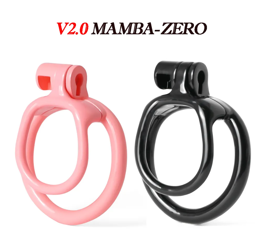 V2 Mamba-ZERO 3D Printed Penis Ring Lightweight Chastity Cage Cock Ring - Pink/Black