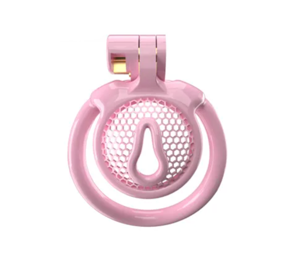 Small Pink Clit Chastity Cage Hollow Micro Vagina Shape Cock Cage For Sissy Ladyboy Femboy