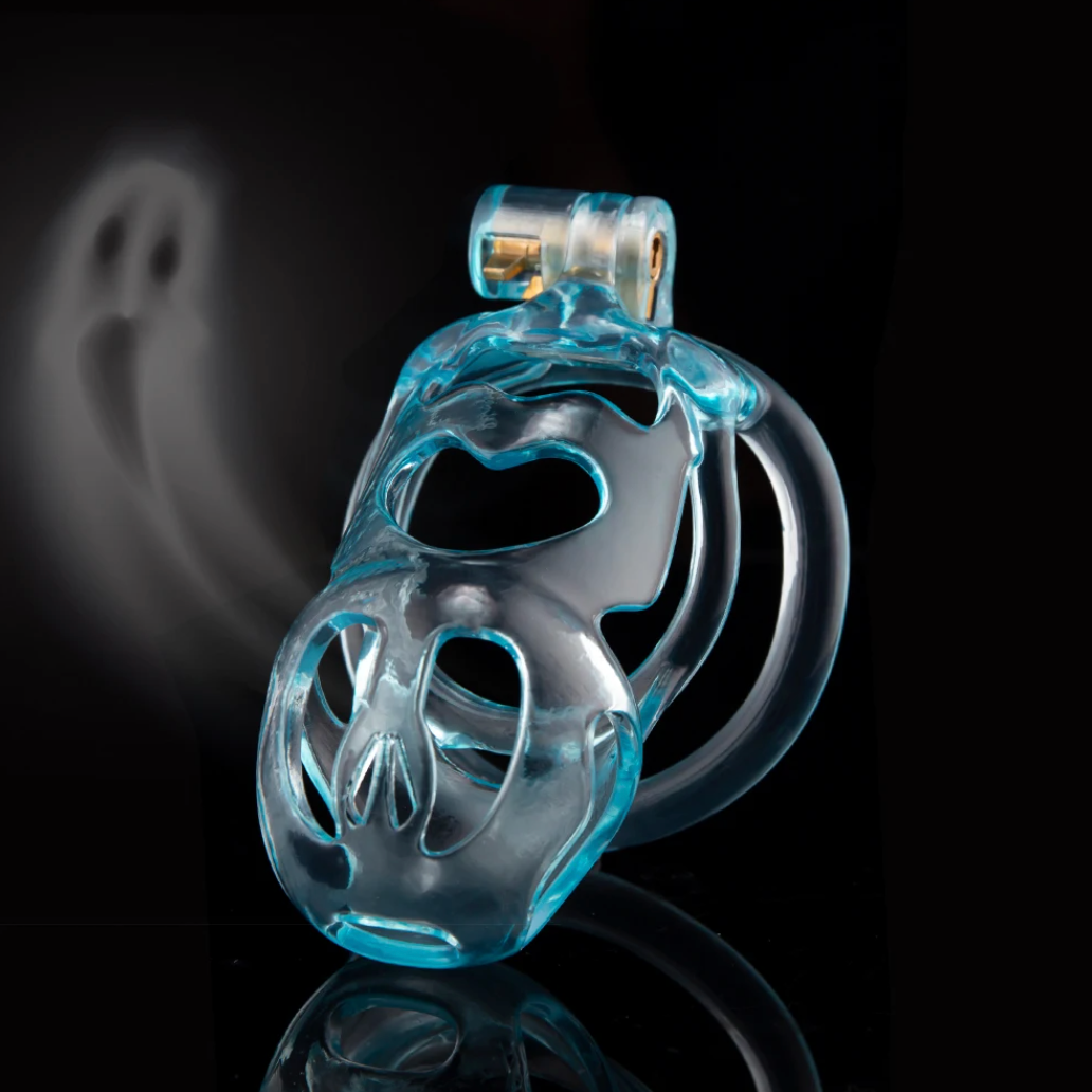 Transparent Ice Blue Ghost Chastity Cage 3D Printed Cobra Cock Cage Cuckold Lockdown Chastity Device