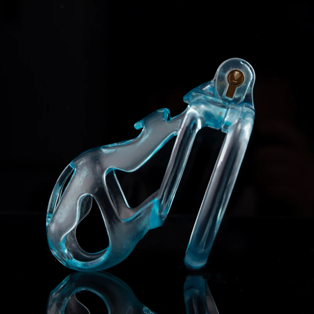 Transparent Ice Blue Ghost Chastity Cage 3D Printed Cobra Cock Cage Cuckold Lockdown Chastity Device